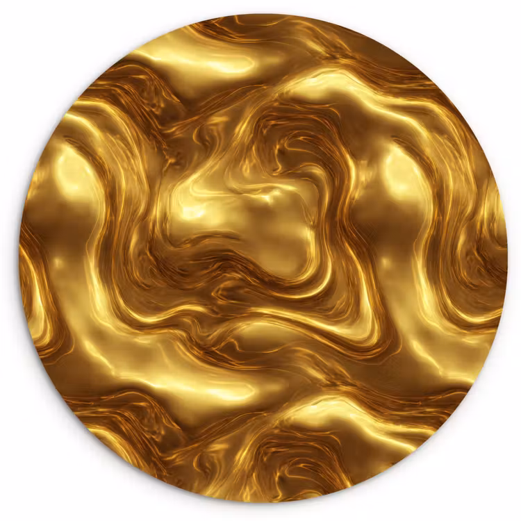 Muurcirkel - Textuur - Vloeibaar - Organisch - Goud — 1