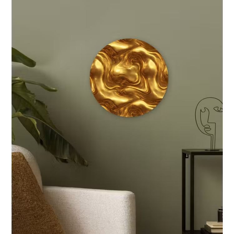 Muurcirkel - Textuur - Vloeibaar - Organisch - Goud — 3