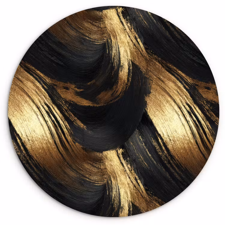 Muurcirkel - Verfstreken - Abstract - Goud - Zwart — 1