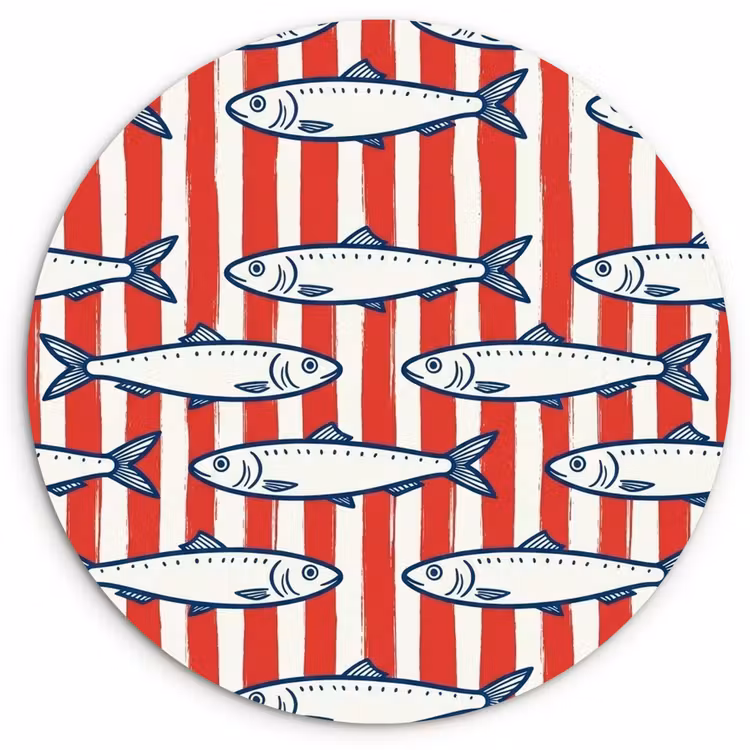 Muurcirkel - Vis - Patroon - Strepen - Illustratie - Rood — 1
