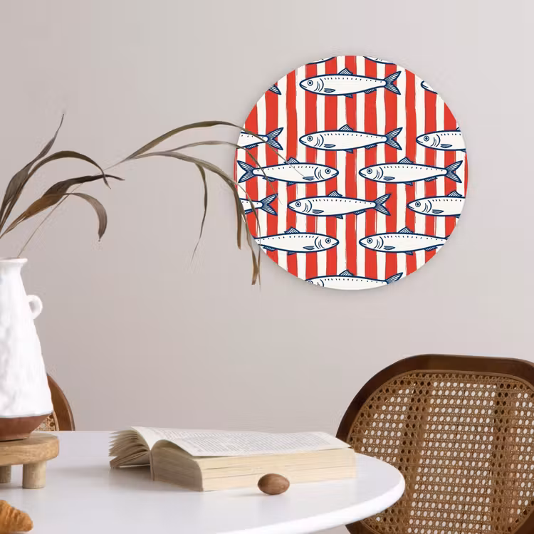 Muurcirkel - Vis - Patroon - Strepen - Illustratie - Rood — 4
