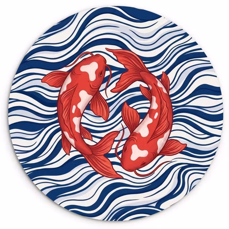 Muurcirkel - Vis - Water - Natuur - Illustratie - Rood — 1