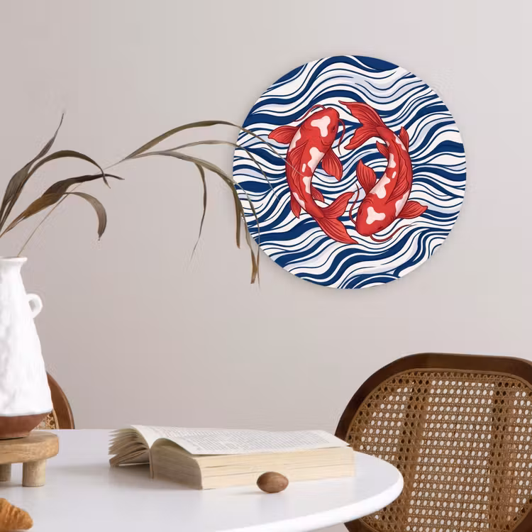 Muurcirkel - Vis - Water - Natuur - Illustratie - Rood — 4