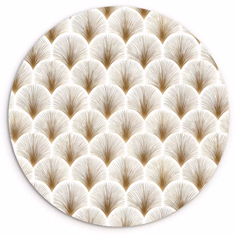 Muurcirkel - Waaiers - Art Deco - Elegant - Goud - Wit — 1