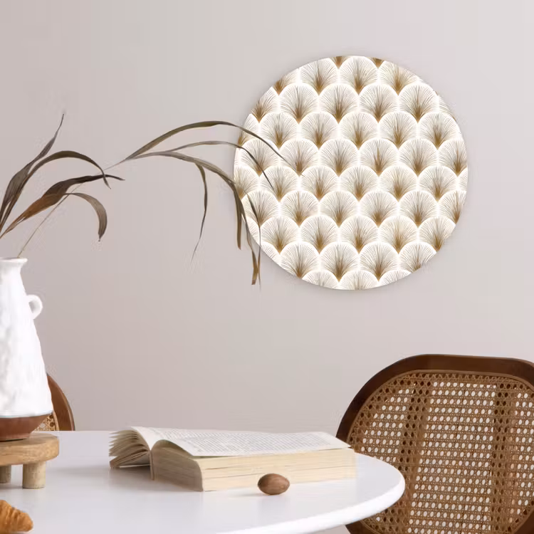 Muurcirkel - Waaiers - Art Deco - Elegant - Goud - Wit — 4