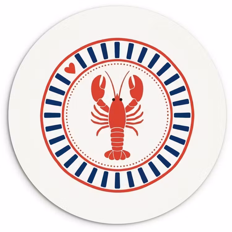 Muurcirkel - Zeeleven - Kreeft - Embleem - Grafisch - Rood — 1