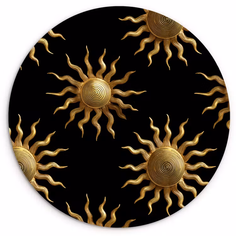 Muurcirkel - Zon - Patroon - Luxe - Goud - Zwart — 1