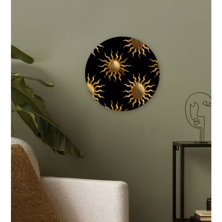 Muurcirkel - Zon - Patroon - Luxe - Goud - Zwart — 3