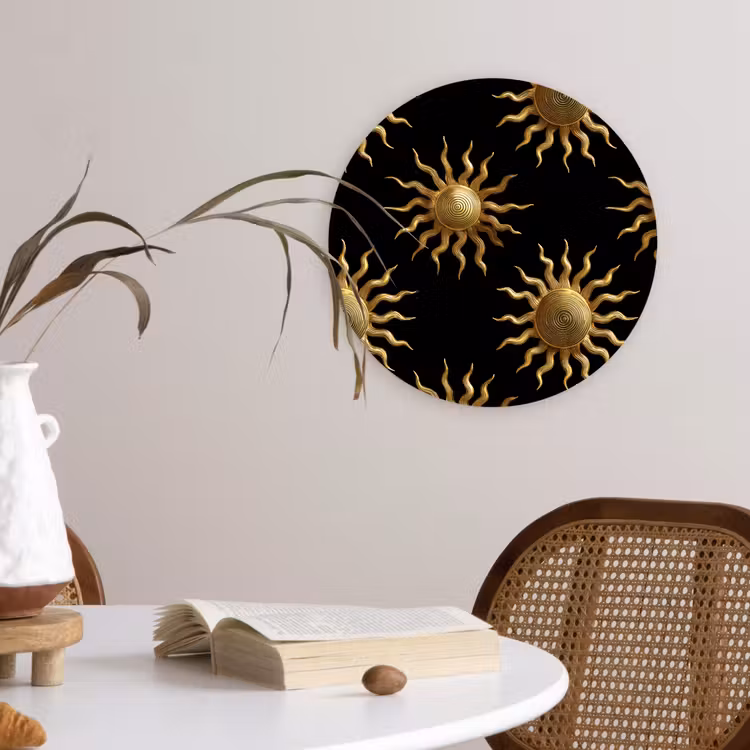 Muurcirkel - Zon - Patroon - Luxe - Goud - Zwart — 4