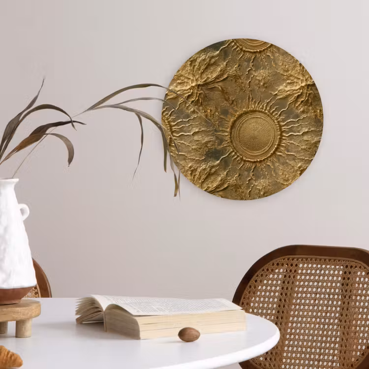 Muurcirkel - Zon - Reliëf - Antiek - Goud — 4