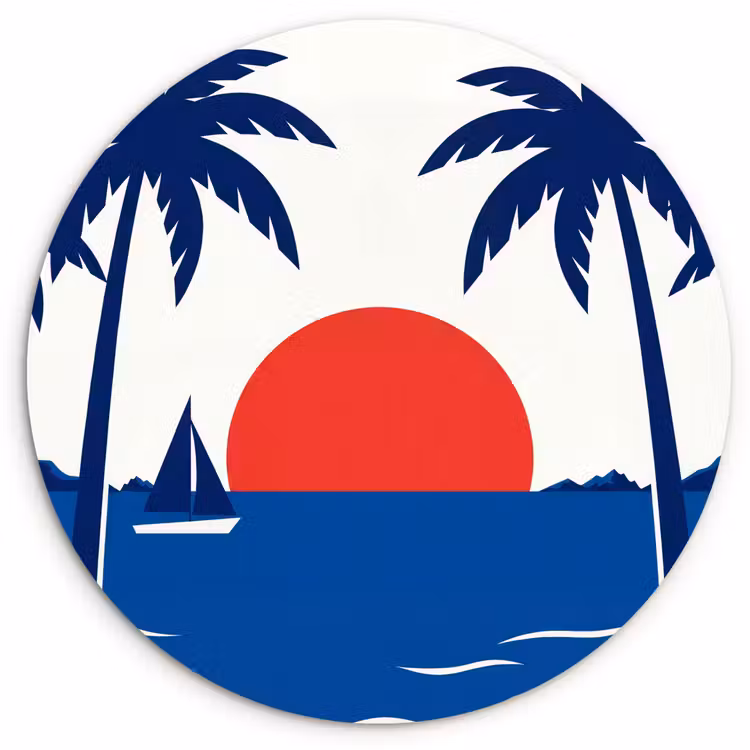 Muurcirkel - Zonsondergang - Zee - Palmboom - Tropisch - Modern — 1
