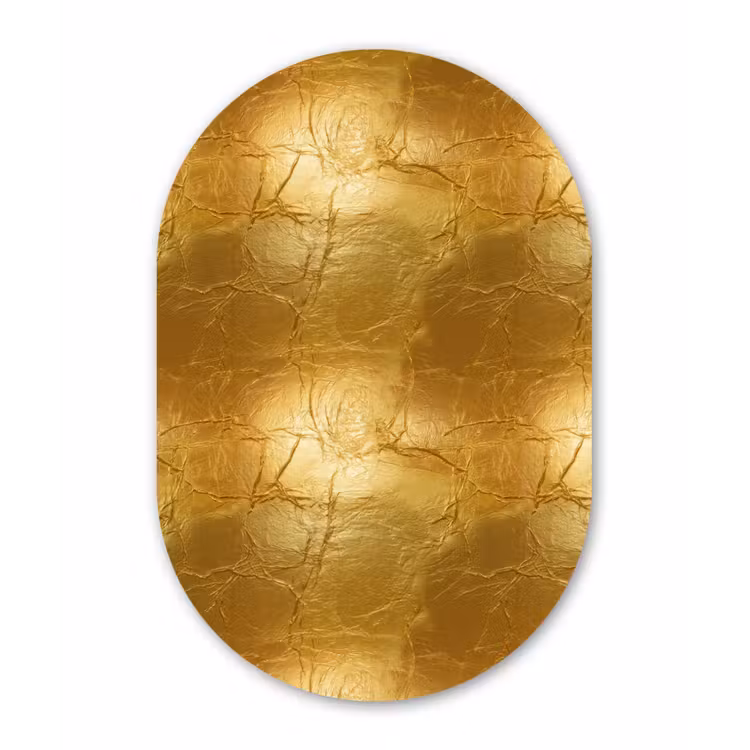 Muurovaal aluminium - Bladgoud - Vintage - Textuur - Warm Goud — 1