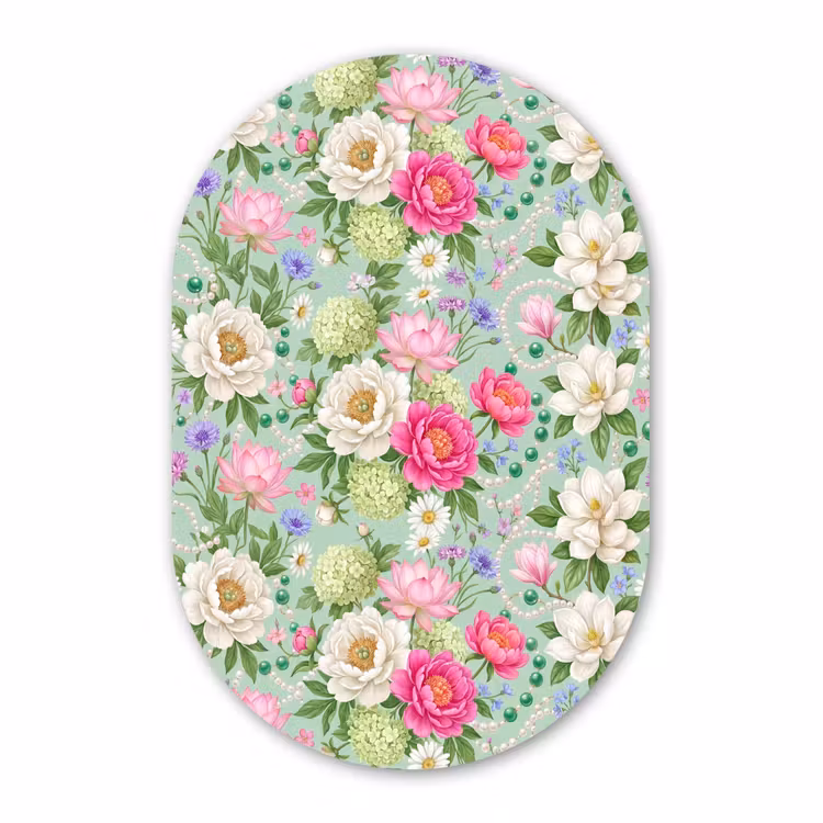 Muurovaal aluminium - Bloemen - Patroon - Botanisch - Groen — 1