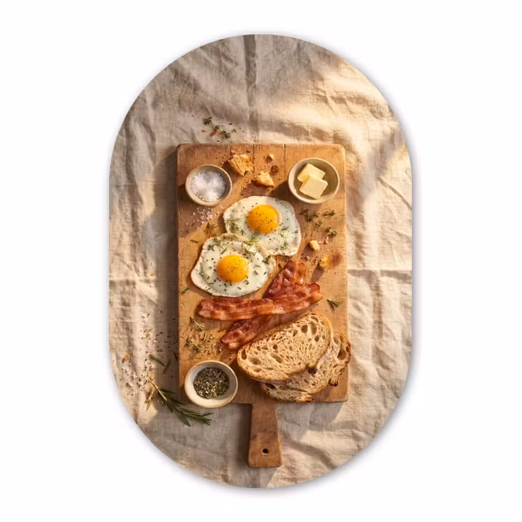 Muurovaal aluminium - Eten - Ontbijt - Hout - Rustiek - Geel — 1