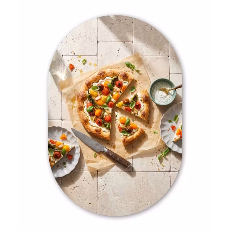 Muurovaal aluminium - Eten - Tomaten - Basilicum - Maaltijd - Vers — 1
