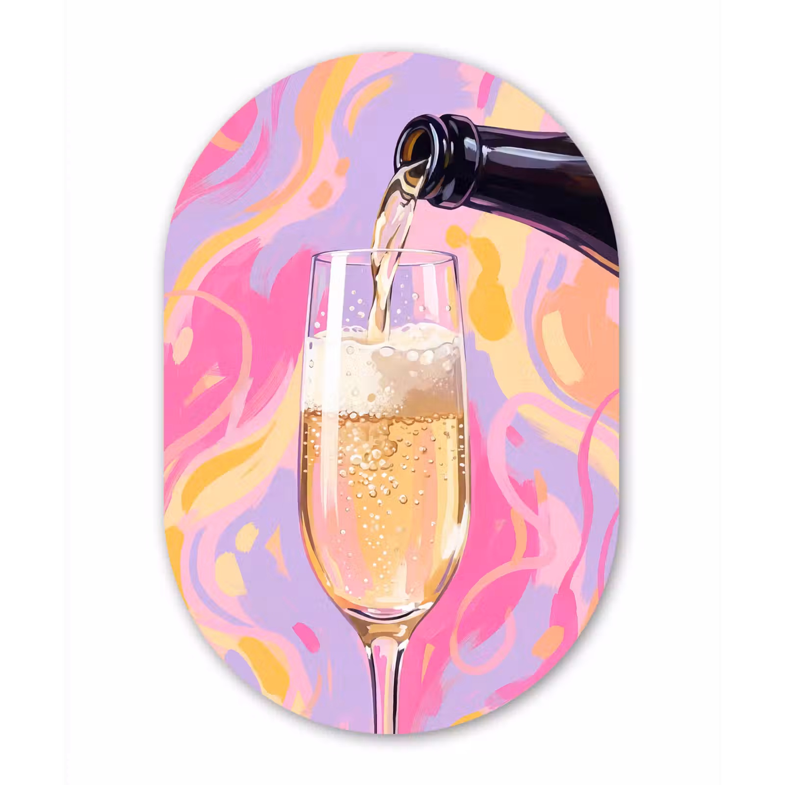 Muurovaal aluminium - Drank - Inschenken - Feest - Abstract - Roze — 1