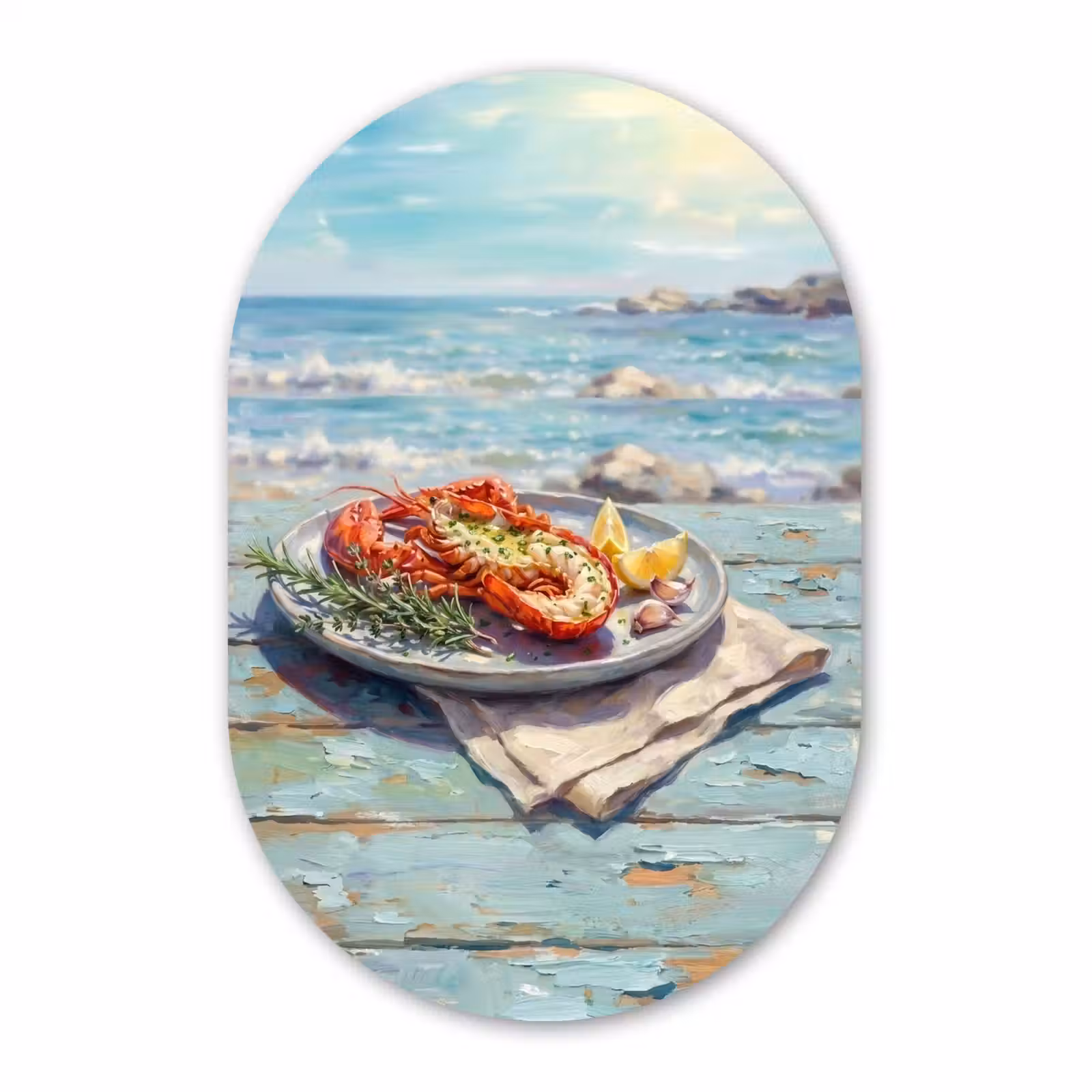 Muurovaal aluminium - Eten - Zee - Kust - Modern - Blauw — 1