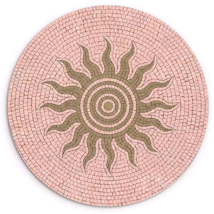 Muurcirkel - Mozaïek - Zon - Patroon - Klassiek - Roze — 1