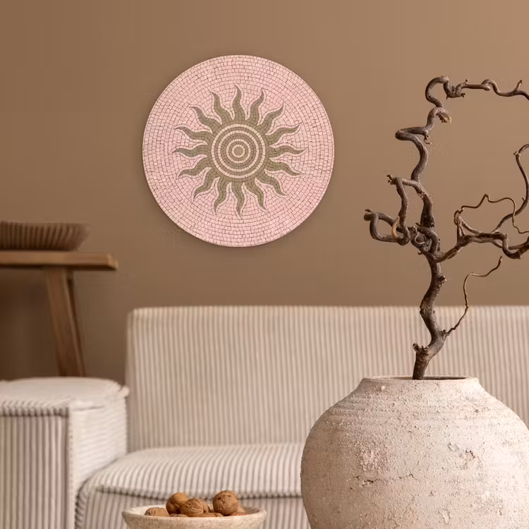Muurcirkel - Mozaïek - Zon - Patroon - Klassiek - Roze — 2