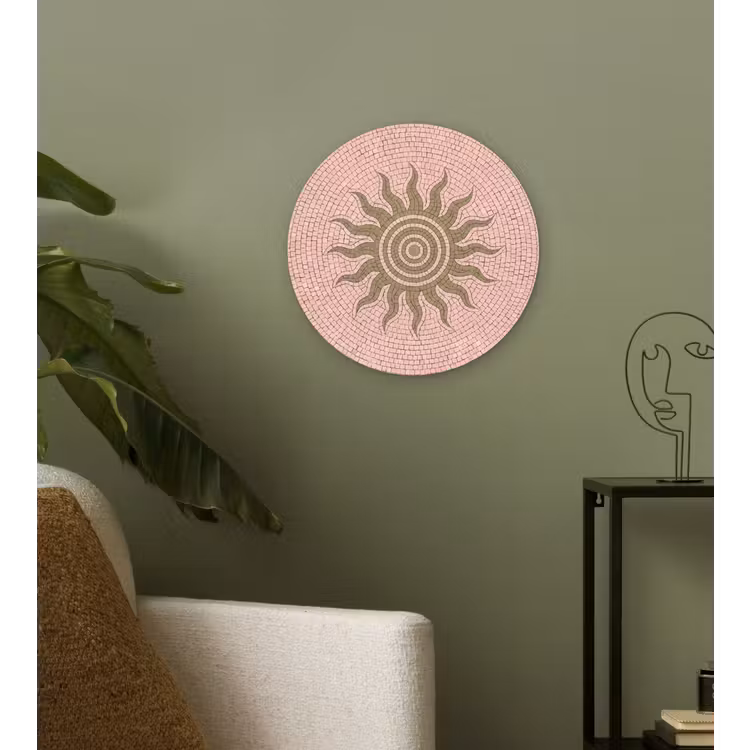Muurcirkel - Mozaïek - Zon - Patroon - Klassiek - Roze — 3