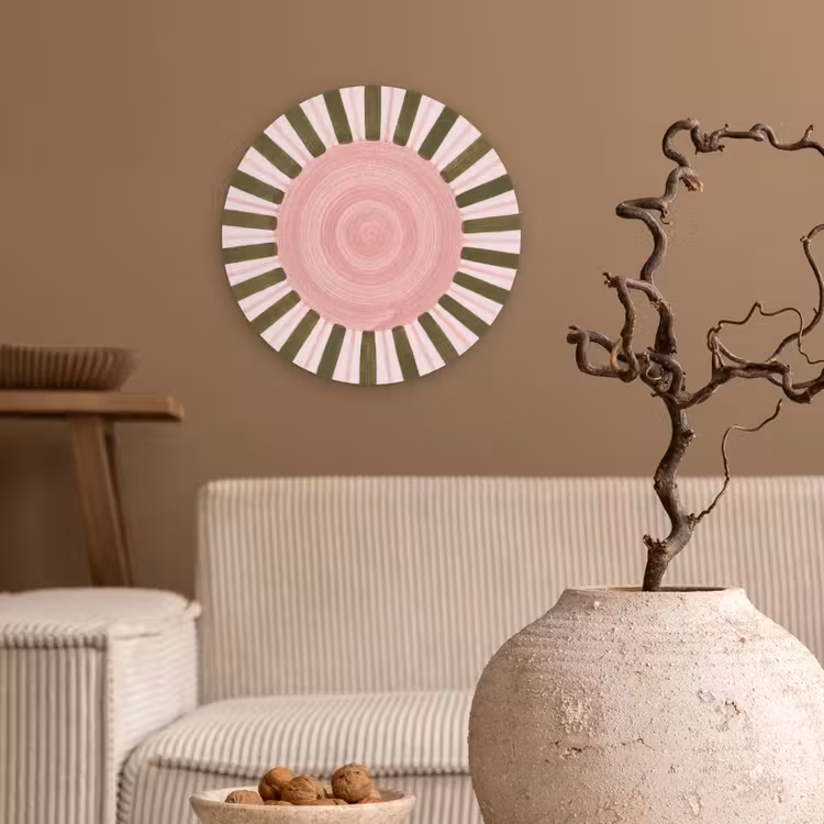 Muurcirkel - Patroon - Cirkel - Stralen - Abstract - Roze — 2