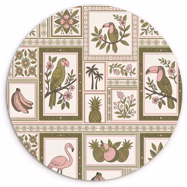 Muurcirkel - Vogel - Tropisch - Patroon - Decoratief - Groen — 1