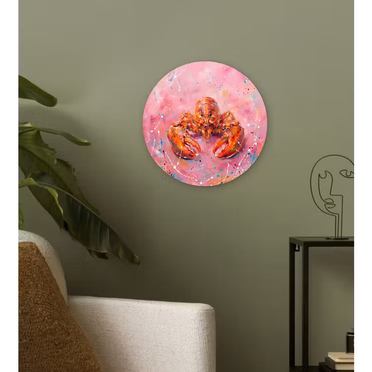 Muurcirkel - Zeeleven - Kreeft - Spatters - Abstract - Roze — 3