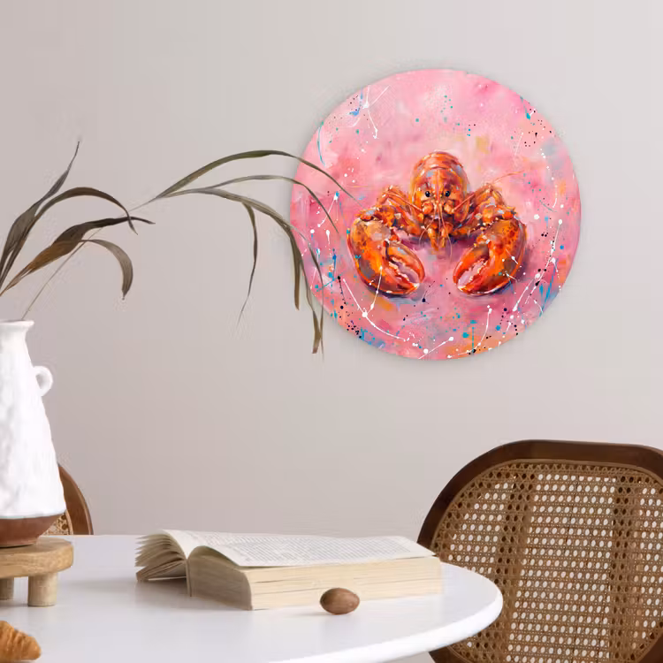 Muurcirkel - Zeeleven - Kreeft - Spatters - Abstract - Roze — 4