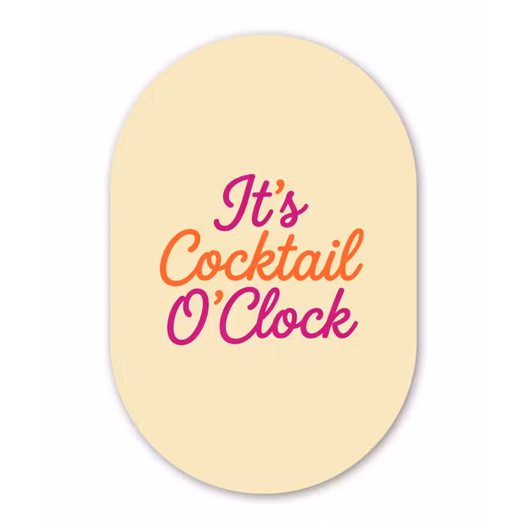 Muurovaal aluminium - Cocktail O'Clock - Geel - Retro — 1