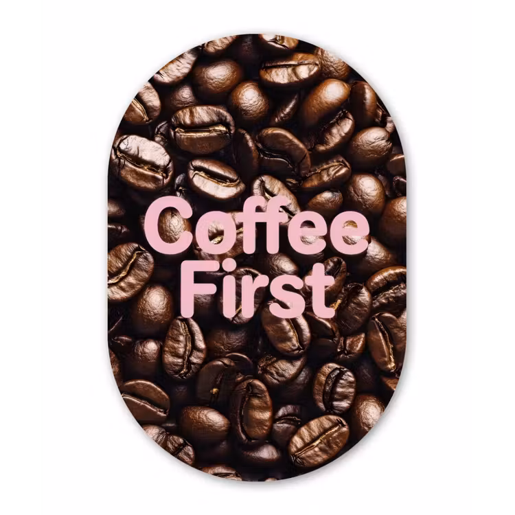 Muurovaal aluminium - Coffee First - Koffiebonen - Roze — 1
