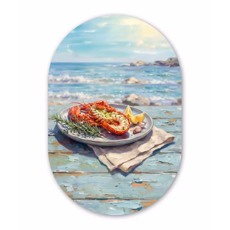 Muurovaal aluminium - Eten - Zee - Kust - Modern - Blauw — 1