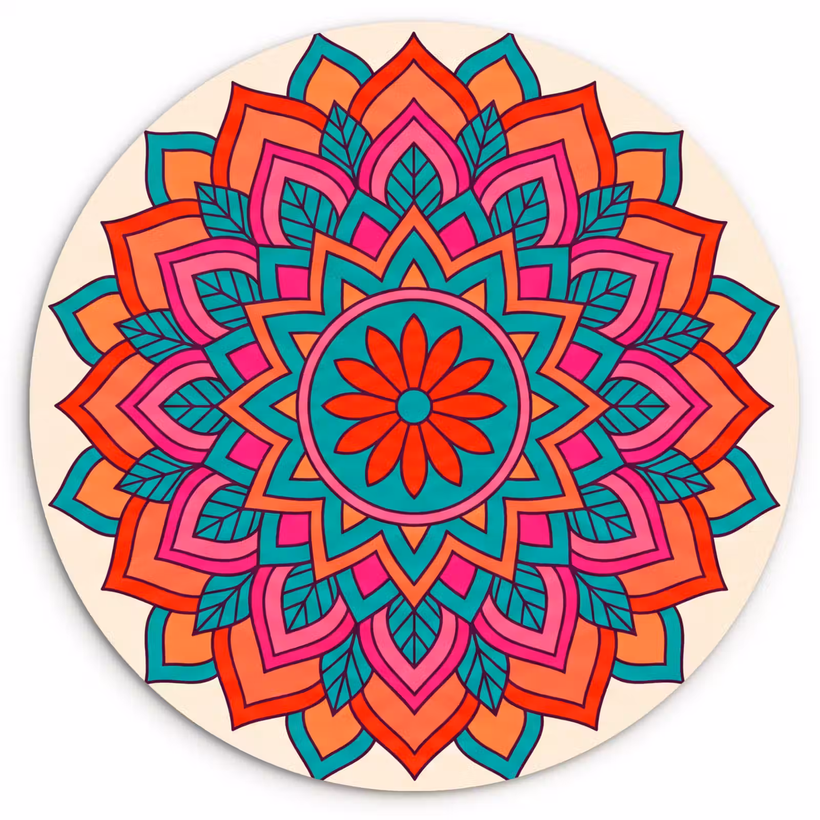 Muurcirkel - Mandala - Patroon - Abstract - Kleurrijk - Modern — 1