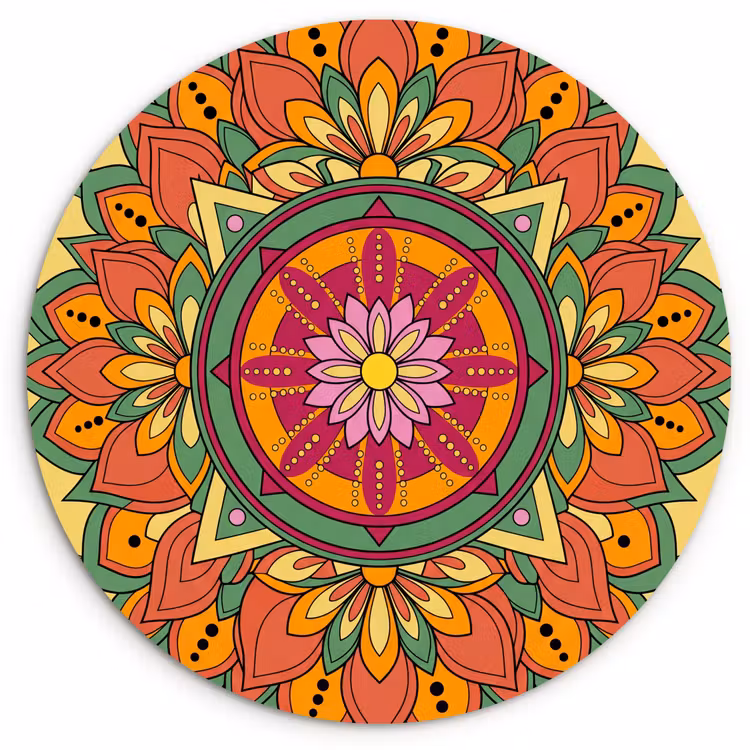 Muurcirkel - Mandala - Bloemen - Abstract - Kleurrijk — 1