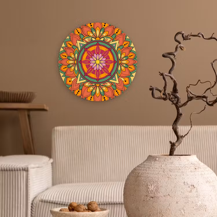 Muurcirkel - Mandala - Bloemen - Abstract - Kleurrijk — 2
