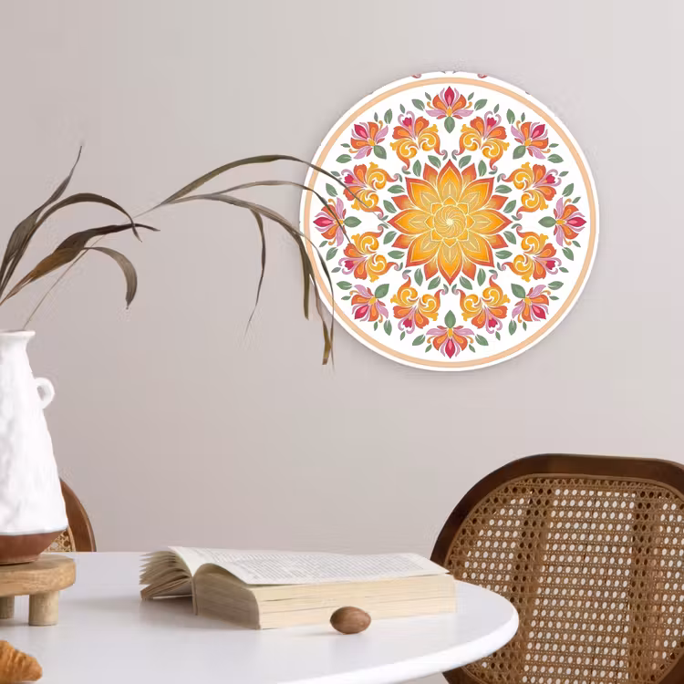 Muurcirkel - Mandala - Bloemen - Decoratie - Kleurrijk - Abstract — 4