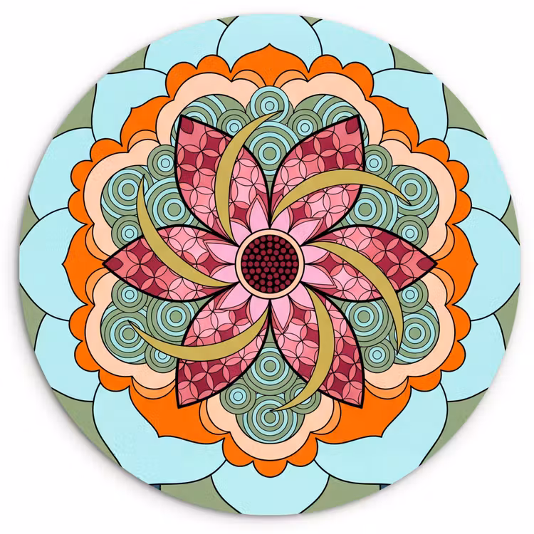 Muurcirkel - Mandala - Geometrisch - Kunst - Decoratief - Kleurrijk — 1
