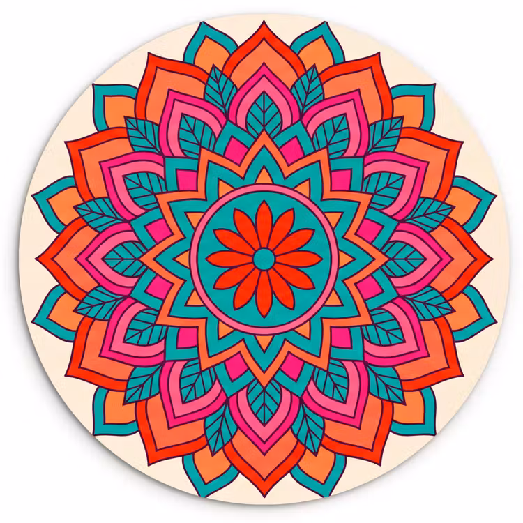 Muurcirkel - Mandala - Patroon - Abstract - Kleurrijk - Modern — 1