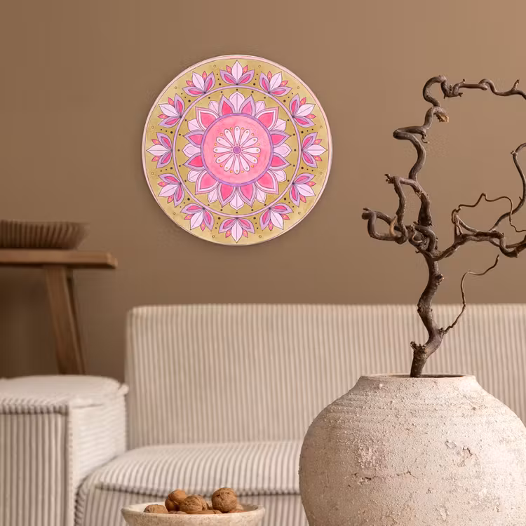 Muurcirkel - Mandala - Patroon - Kunst - Aquarel - Roze — 2