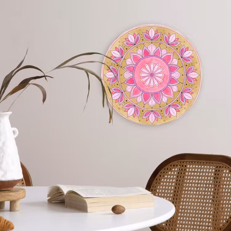 Muurcirkel - Mandala - Patroon - Kunst - Aquarel - Roze — 4