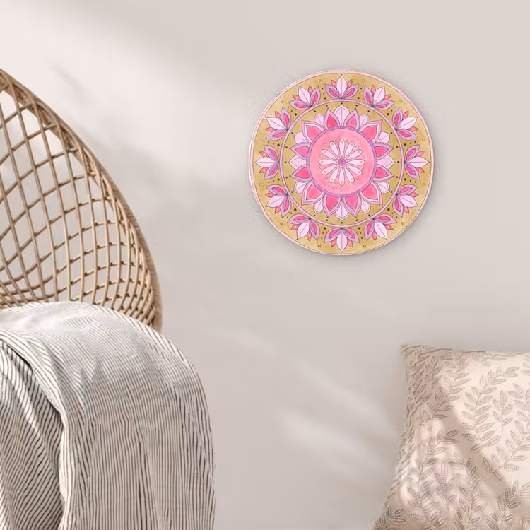 Muurcirkel - Mandala - Patroon - Kunst - Aquarel - Roze — 5