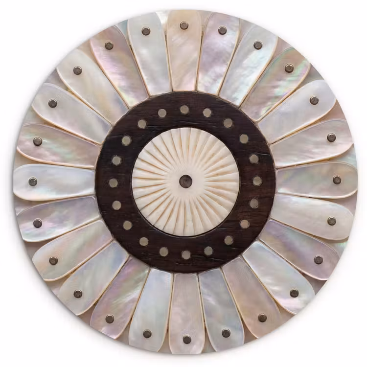 Muurcirkel - Parelmoer - Patroon - Decoratie - Ambacht - Wit — 1