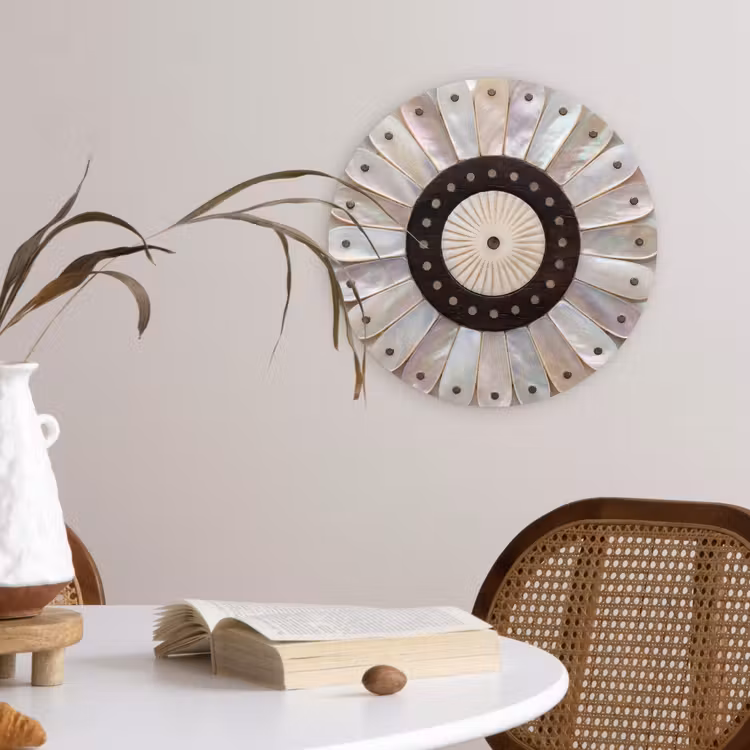 Muurcirkel - Parelmoer - Patroon - Decoratie - Ambacht - Wit — 4