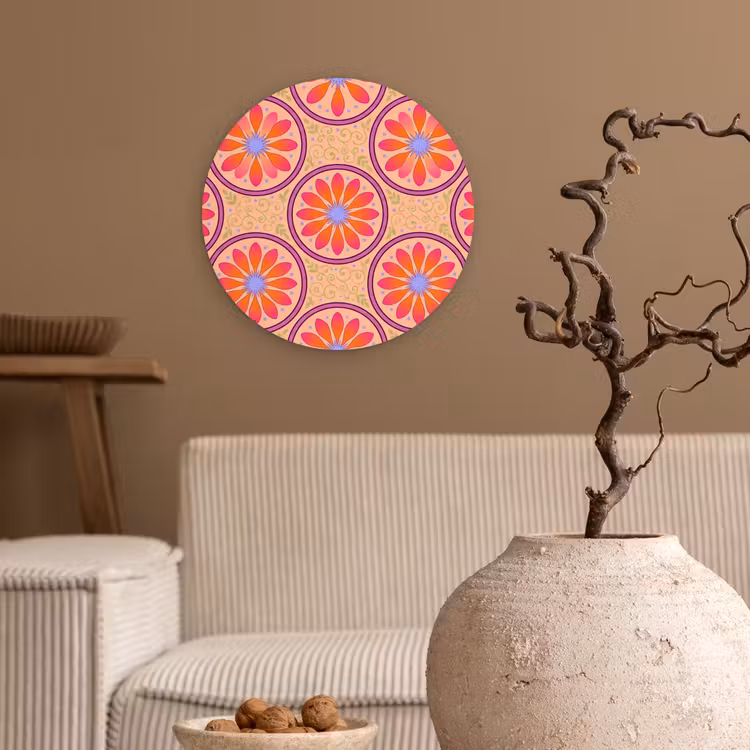 Muurcirkel - Patroon - Bloemen - Decoratief - Kleurrijk - Modern — 2