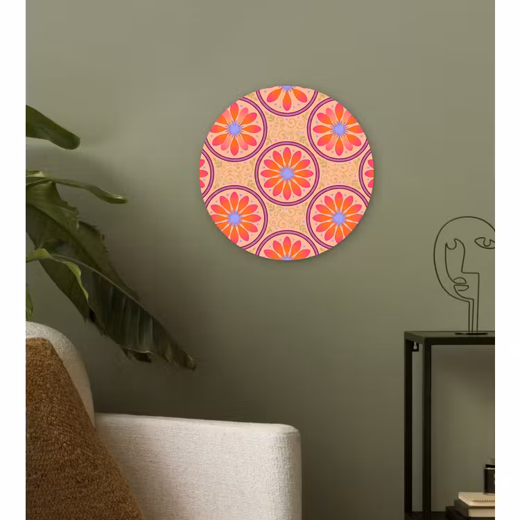 Muurcirkel - Patroon - Bloemen - Decoratief - Kleurrijk - Modern — 3