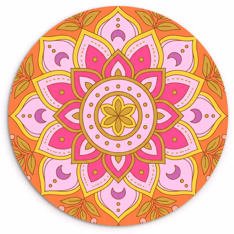 Muurcirkel - Patroon - Bloemmotief - Decoratie - Abstract - Roze — 1