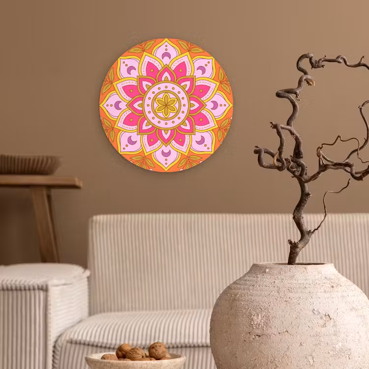 Muurcirkel - Patroon - Bloemmotief - Decoratie - Abstract - Roze — 2