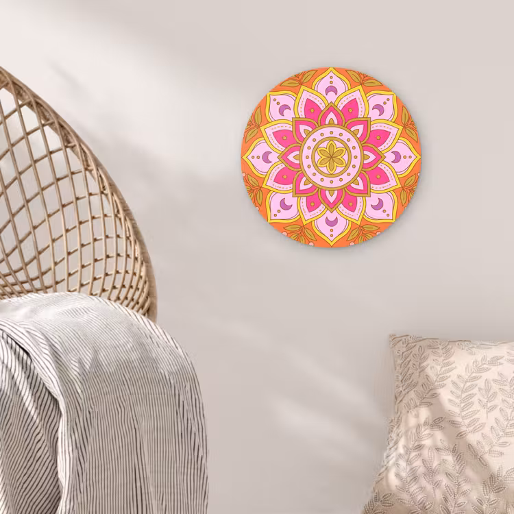 Muurcirkel - Patroon - Bloemmotief - Decoratie - Abstract - Roze — 5