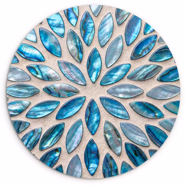 Muurcirkel - Patroon - Glans - Abstract - Blauw - Decoratie — 1