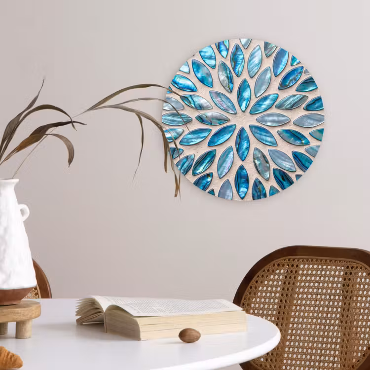 Muurcirkel - Patroon - Glans - Abstract - Blauw - Decoratie — 4