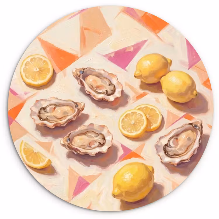 Muurcirkel - Stilleven - Citroenen - Oesters - Abstract - Oranje — 1